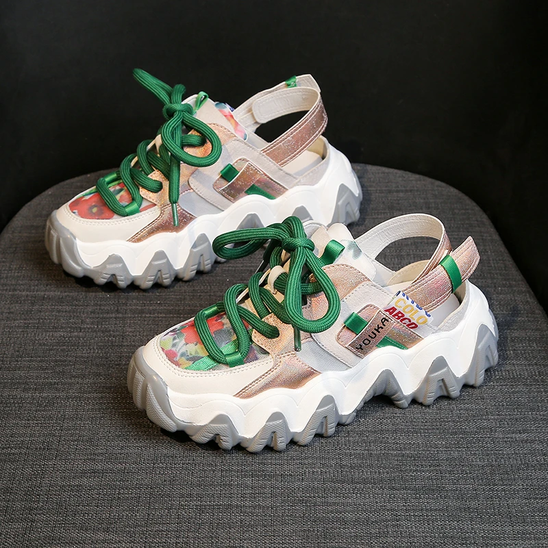 Женские массивные сандалии на платформе 4 см кожаные босоножки танкетке