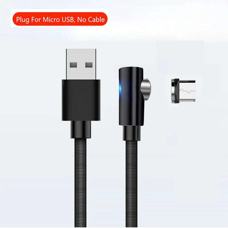 90 градусов зарядный кабель Magent зарядное устройство type C кабель USB C провод для быстрой зарядки Micro usb-концентратор, 4 порта для samsung iphone XM Magenetic кабель - Цвет: Black For Micro