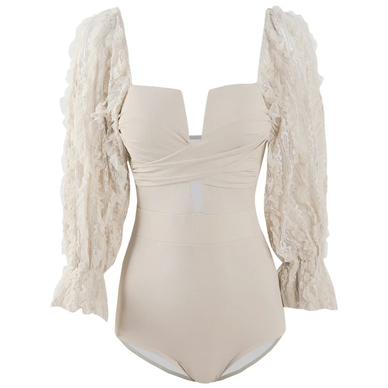 

Swimsuit Ladies Women's Swimsuits Women Swimwear Woman's Trikini Rashguard Female Sexy Back Cover Lace Long Sleeve Fairy Woman