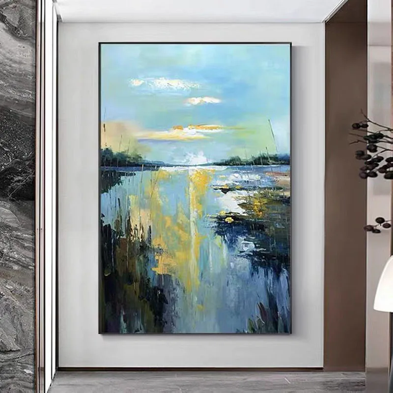 

100% Hand Painted Abstract Oil Painting Wall Art Modern Landscape Picture Modern On Canvas Decor For Living Room Office No Frame