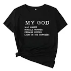 Забавная женская футболка My God Way Maker Женская хлопчатобумажная рубашка с принтом, Женский Топ, футболка с коротким рукавом, Женские повседневные футболки