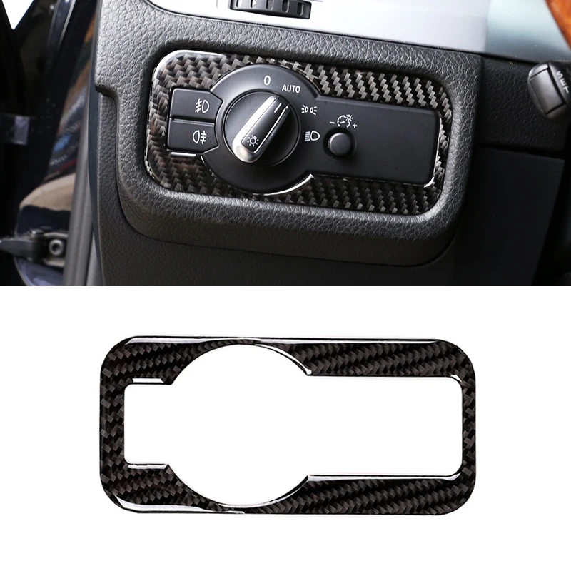 

For VW Touareg 2011 2012 2013 2014 2015 2016 2017 2018 Carbon Fiber Car Interior Headlight Switch Frame Sticker Cover Trim