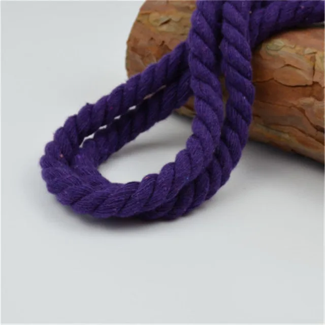 Purple Хлопок, 10 метров, 3 акции, скрученные хлопковые шнуры, 8 мм, сделай сам, украшение для рукоделия, хлопковая веревка для сумки, пояса, Швейные аксессуары для рукоделия - Цвет: Purple