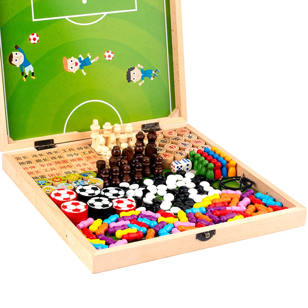 

New Multifunction Chess Game Box Wooden Early Education Puzzle Toys for Adults Kids Gifts Parent-child Board Game Battle Toys