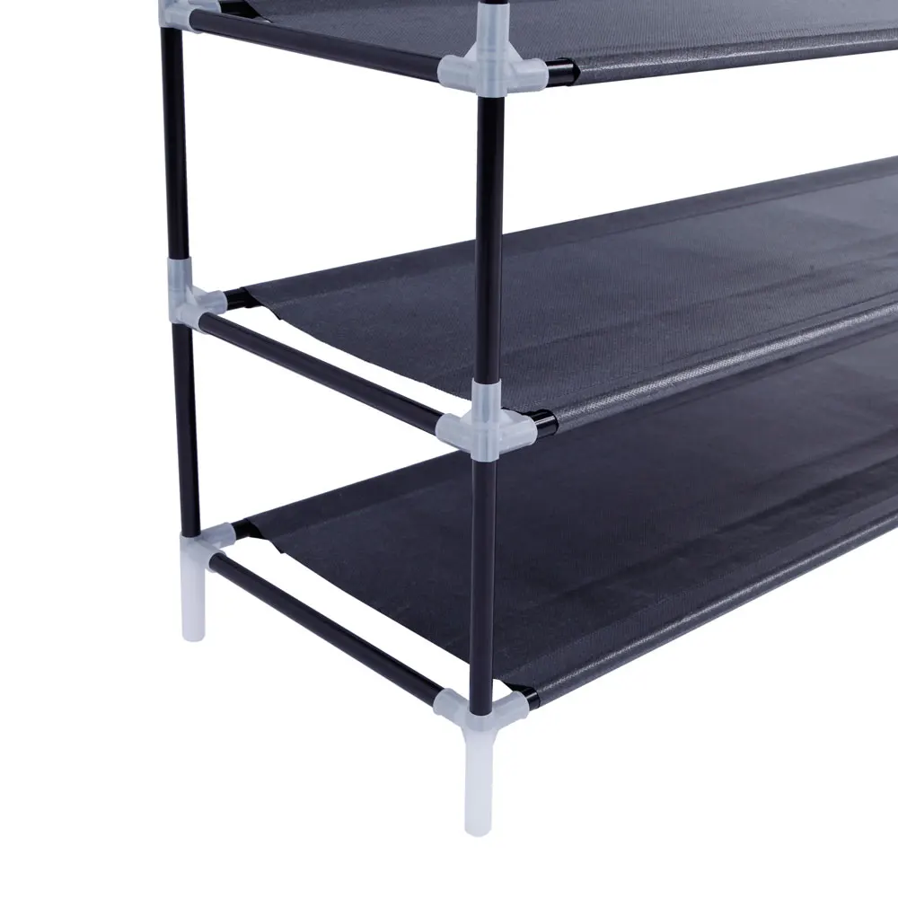 

Simple Assembly 10 Tiers Non-woven Fabric Shoe Rack with Handle Black