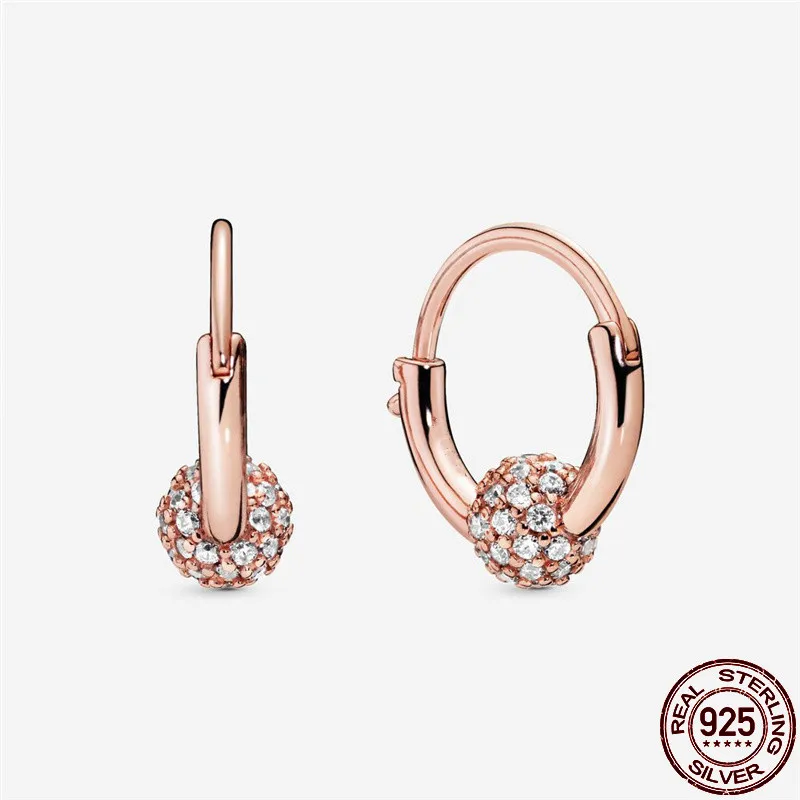 

Real 925 Sterling Silver Round Rose Zircon Earrings Are Suitable as Birthday Gifts for Girls Fashion Jewelry
