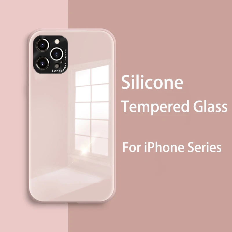 

Tempered Glass Silicone Phone Case For iPhone 12 Pro Case For iPhone 11 12 Pro Max Mini Case For iPhone XS XR X 7 8 Plus Cover