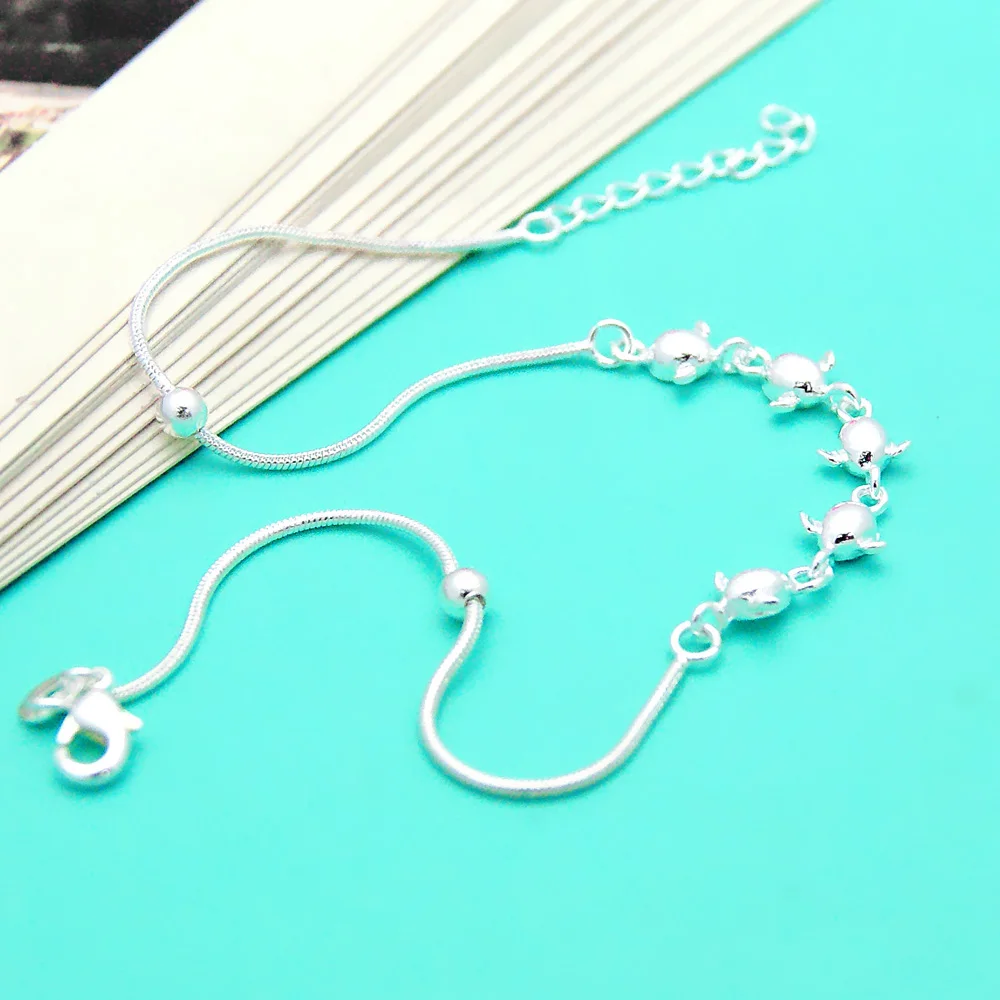 Браслет на ногу женский из серебра 2020 пробы с фианитами 22 + 5 см | Украшения и