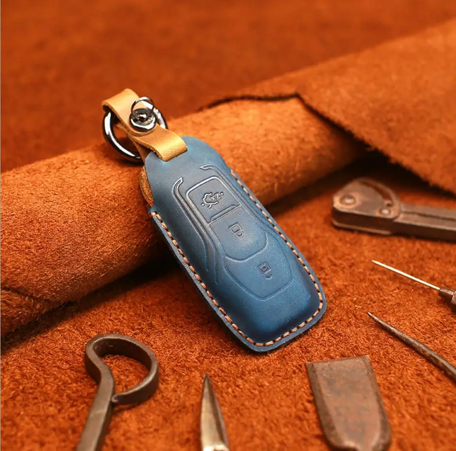 Автомобильный 4D чехол для ключей из натуральной кожи чехол-держатель Ford Explorer Mondeo