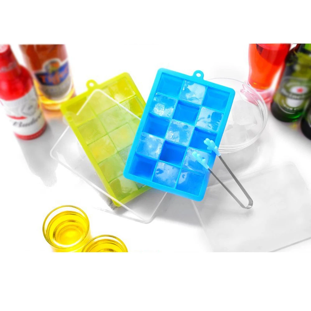 Ледяной куб лотки 15 силиконовых кубиков льда формы со съемной крышкой Набор для