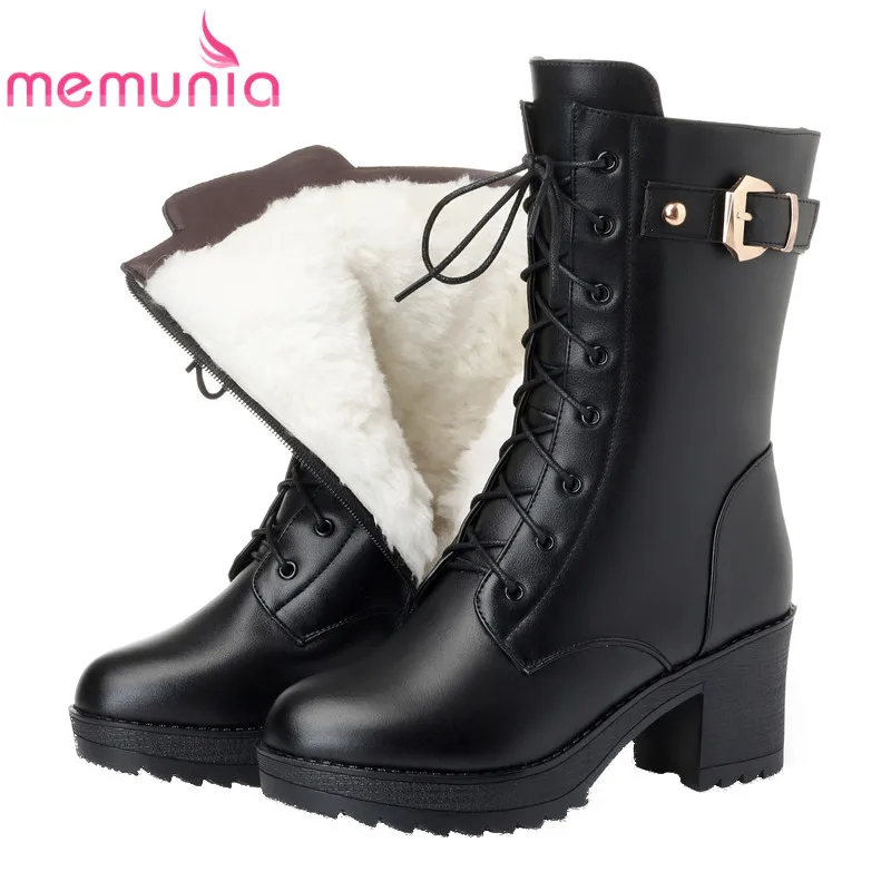 Женские ботильоны из натуральной кожи на высоком каблуке и платформе|Зимние