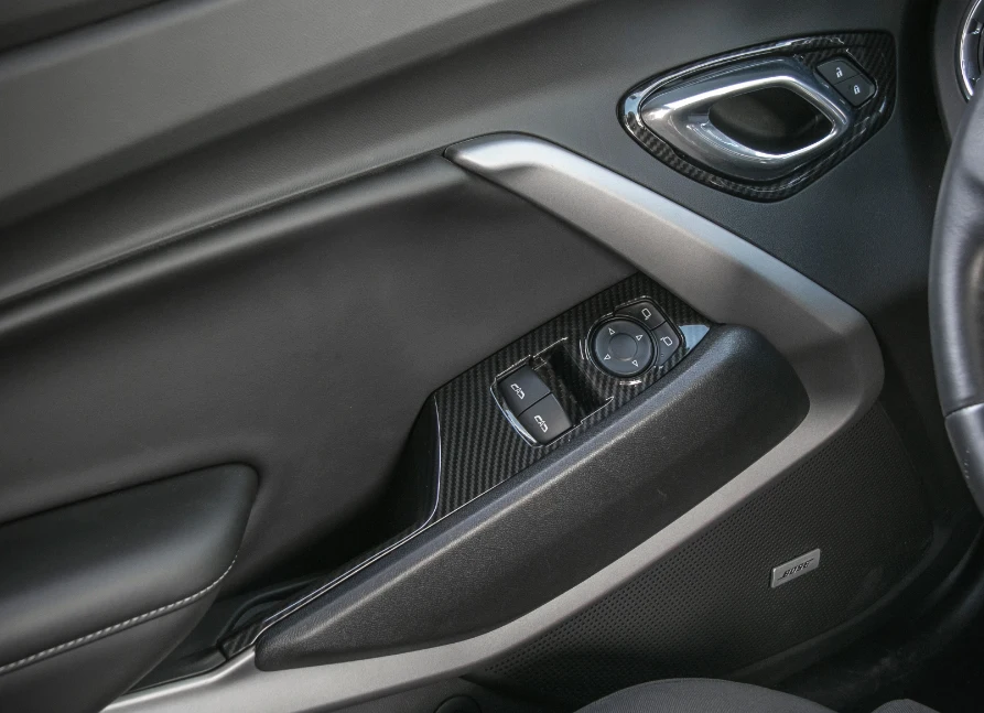 

For Chevrolet Camaro 2017+ Car Windows Shift Panel Trim Car Interior Accessories Blue/Red/Silver/Chrome Decoration Stickers 2pcs