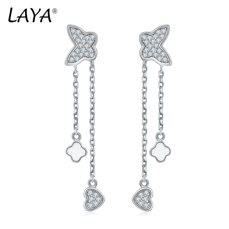 

Laya Silver Butterfly Tassel Earrings For Women 925 Sterling Silver Fashion High Quality Zirconium Fine Jewelry Handmade Enamel