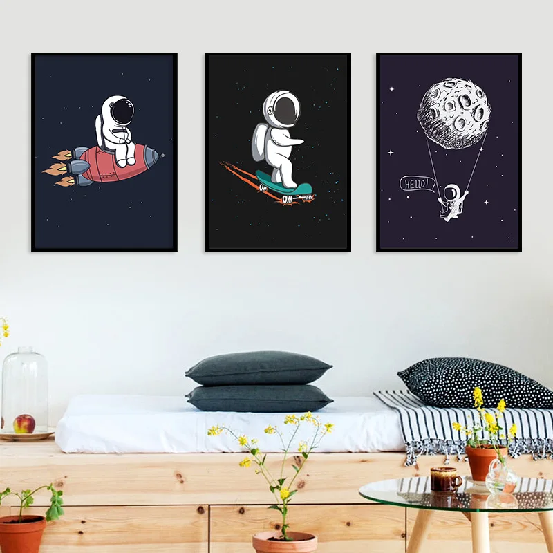Абстрактный астронавт украшение для дома простой таинственный постер винтажное