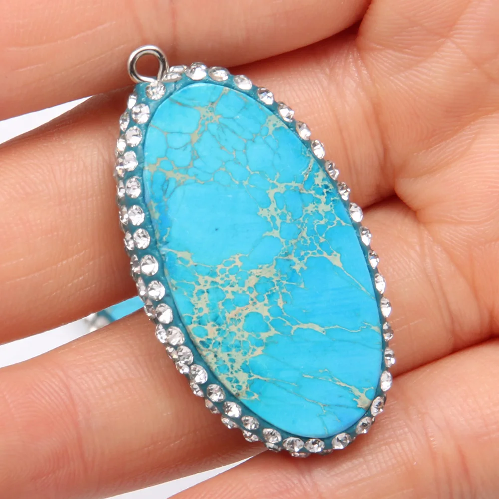 

Natural High Quality Stone Imperial Necklace Pendant Egg Shape Little Gems for DIY Charm Jewelry Bracelet Size 22*40mm