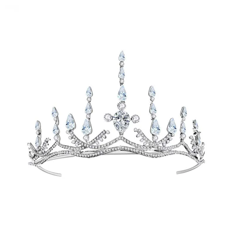 Тиары-короны для невесты FORSEVEN с кристаллами в стиле ретро барокко королевская