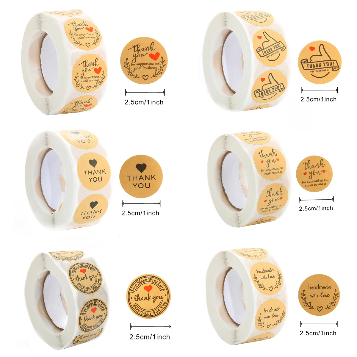 Новое поступление 500 шт./рулон круглые натуральные крафт наклейки ручной работы