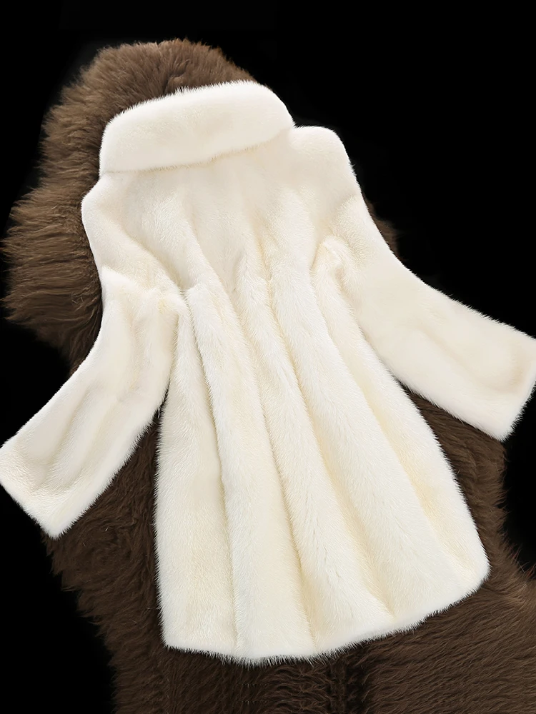 Pure Marten Overcoats Women's Whole Mink Mid-Length Mink Fur Women's Wedding Haining Velvet Mink Fur Coat mink coat