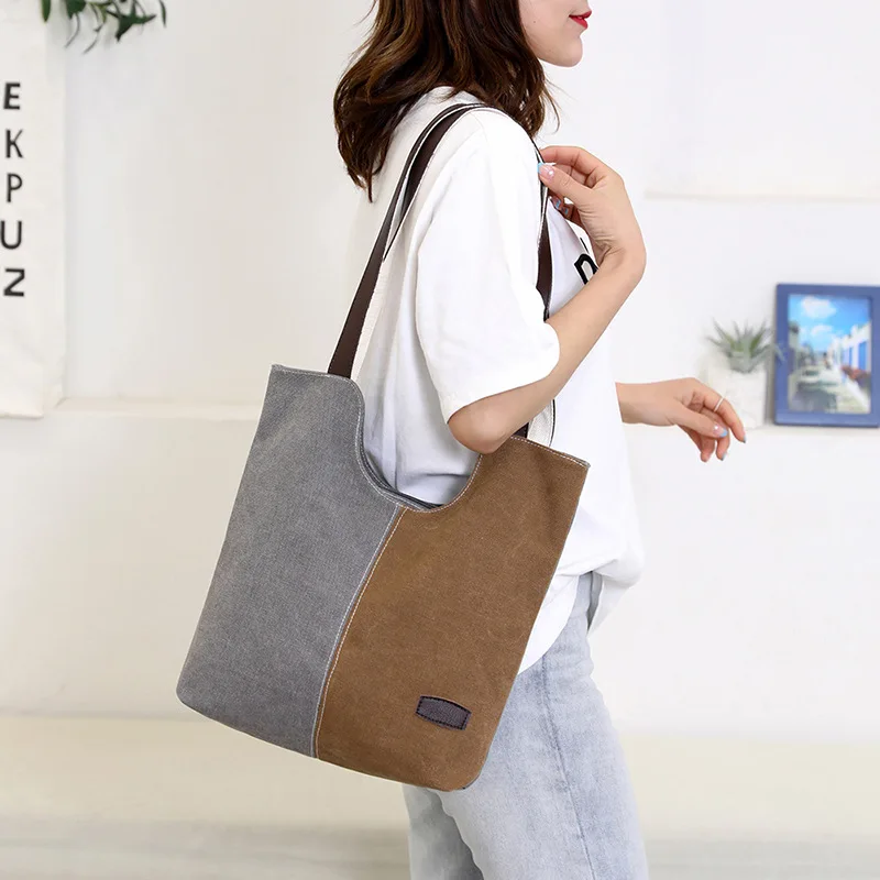 

Холщовая Сумка на плечо, новый трендовый вместительный тоут в стиле ретро, Прошитый саквояж для хранения личных вещей, 2021