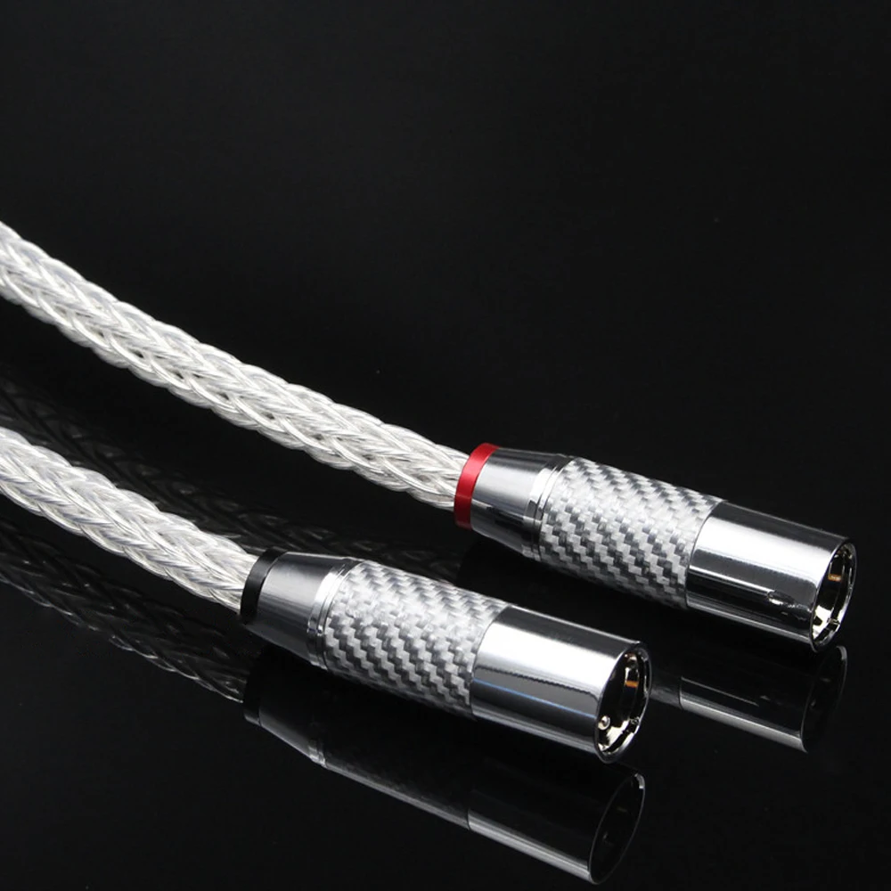A Pair 8AG Silver Plating on Single Crystal Copper Audio XLR Balance Cable + White Carbon Fiber Plug | Электроника