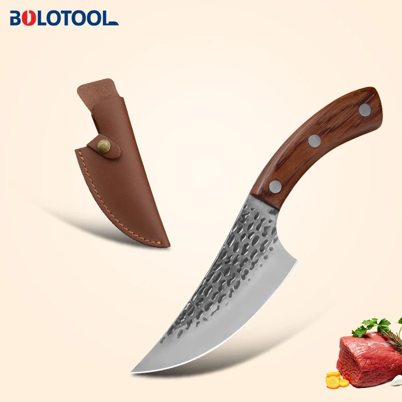 

5 Inch Handmade Forged Outdoor Survival Camping Cookware Knife High Carbon Clad Steel