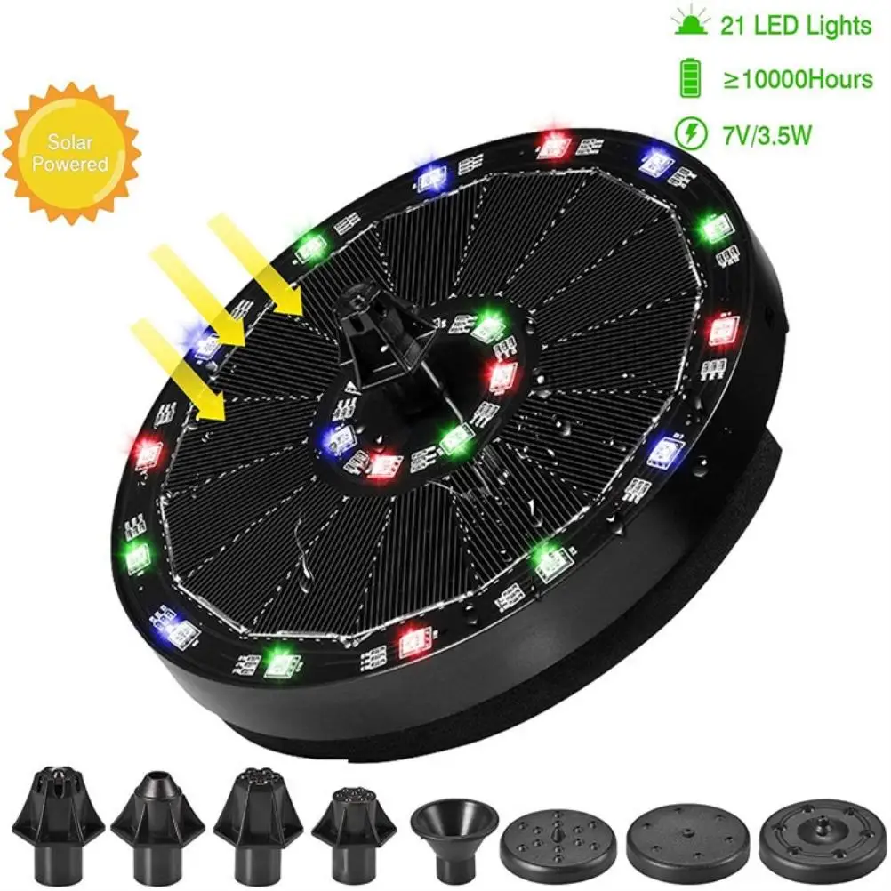 

7V/3.5W Solar Water Fountain Pump Colorful LED Lights Floating Garden Fountain Pump Bird Bath Swimming Pools Pond Lawn Decor