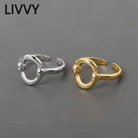 livvy 2021 trend silver color european annular ring geometry retro fashion tide flow open ring
