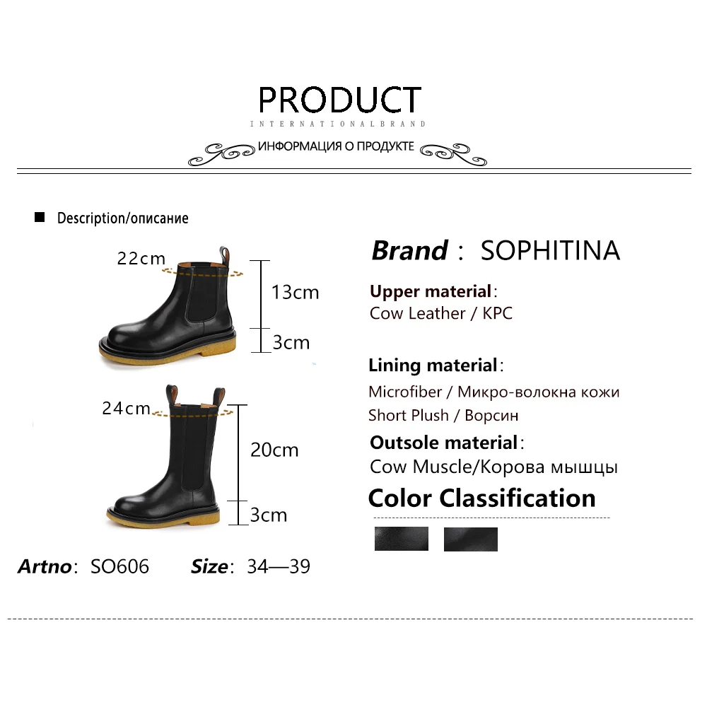

SOPHITINA Women's Boots Fashion High Quality Handmade Ladies Chelsea Ankle Boots Middle High Boots Low Heel Shoes Women SO606