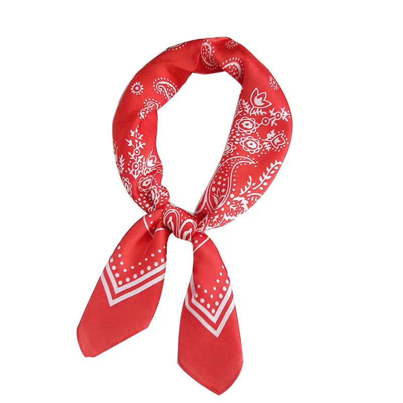 Цветочный принт квадратный шарф повязка на голову маленький шелковый для волос с