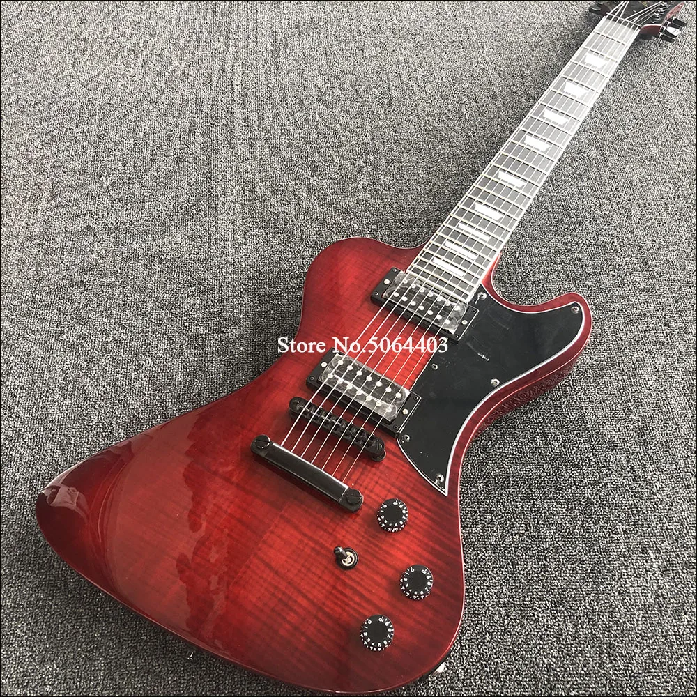 Высококачественная электрическая гитара 7 струн кленовый шпон тигра черные