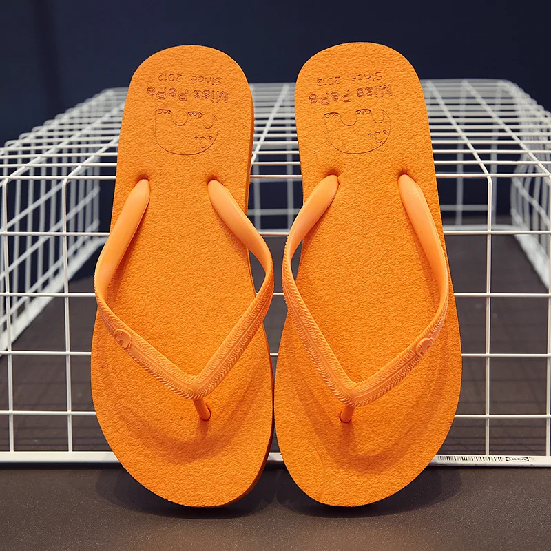 

Simple Solid Color Comfortable Slippers Women Summer Korean Fashion Casual Wear Non-Slip Couple Flip Flops Breathable Beach