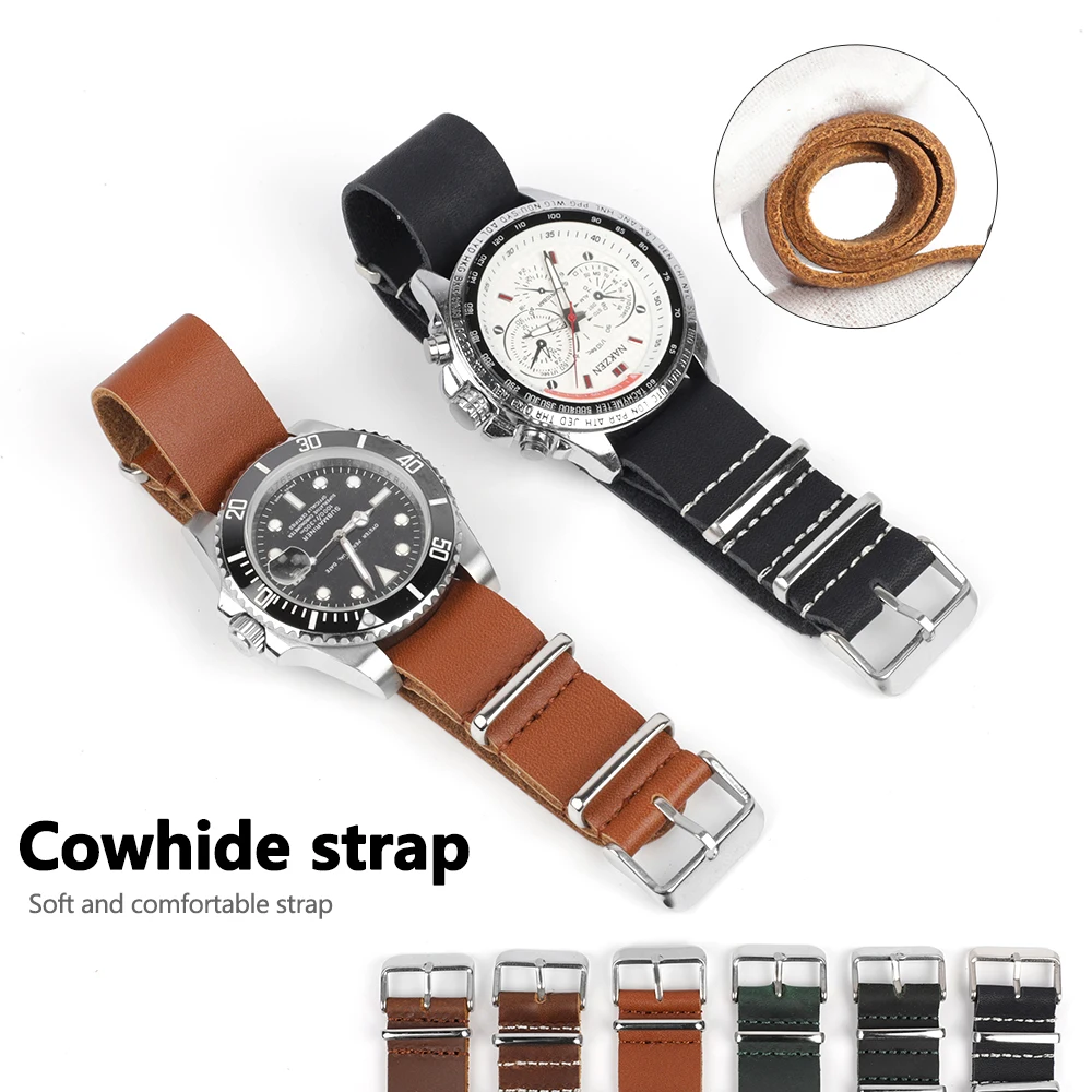 Men Watch Band Genuine Leather Watch Strap Black Brown Coffee Calfskin Military Wristband Bracelet 18mm 20mm 22mm 24mm