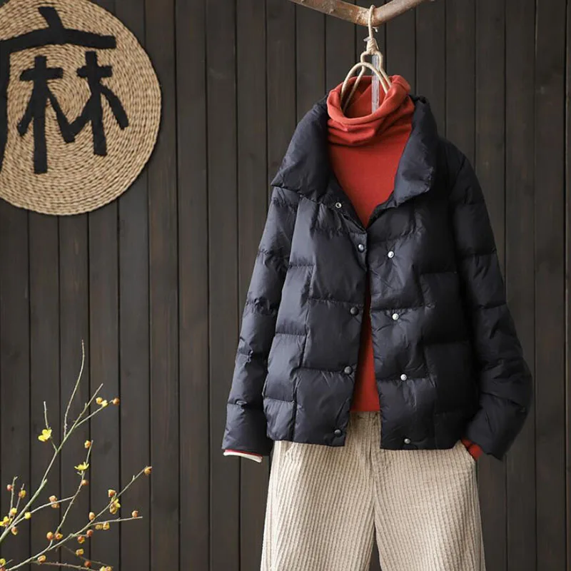

Korean 2021 Winter 90% Ultralight Thin Down Jacket Women's Short Parkas Slim Warm Down Coats Female Loose Women Outwear