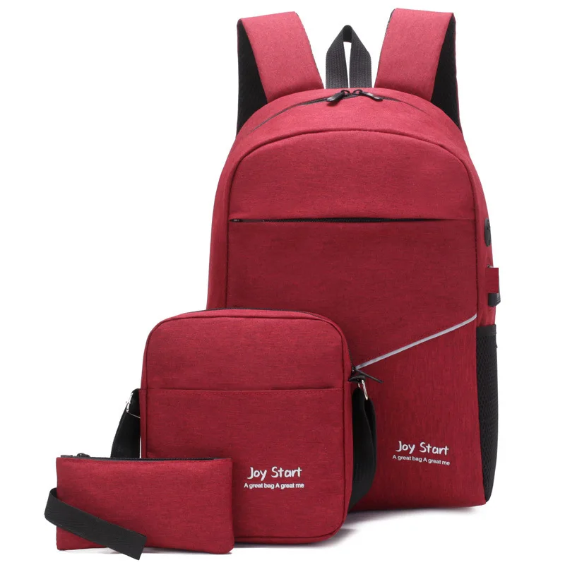 3 шт./компл., Оксфорд, школьный рюкзак, 15,6 дюйма, с usb-портом для зарядки, школьная сумка для подростков, мальчиков и девочек