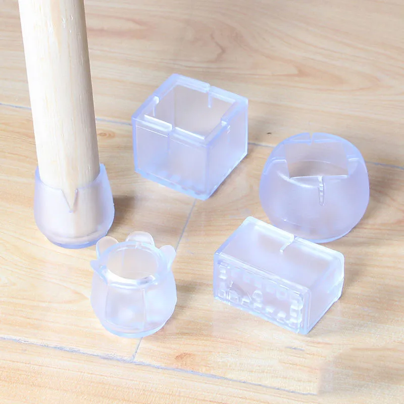 

16pieces/lot Square Table Chair Leg Cover Transparent Floor Protectors Non-Slip Stool Legs Caps Soft PVC Furniture Feet Cover