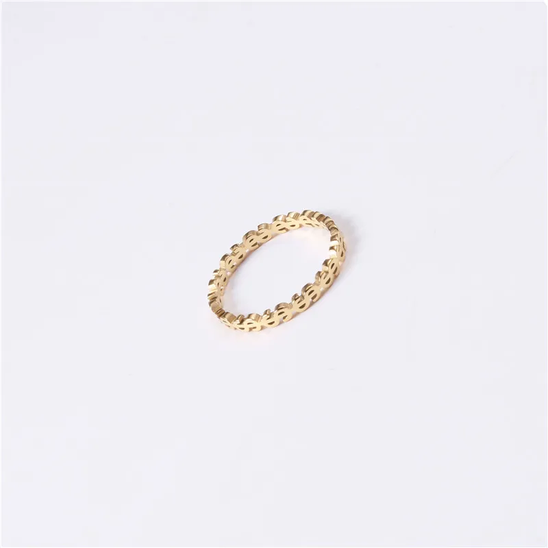 

New US Dollar Symbol Thin Ring Trendy Explosive Fortune Ring Titanium Steel Plated True Gold rings for women