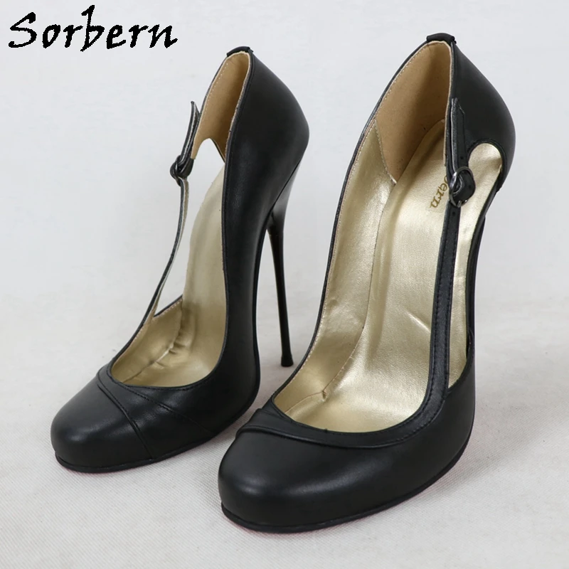 Sorbern Sexy Round Toe Women Pumps 16Cm Metal Stilettos High Heel Hollow Out Side Slip On Shoes Custom Colors Real Leather