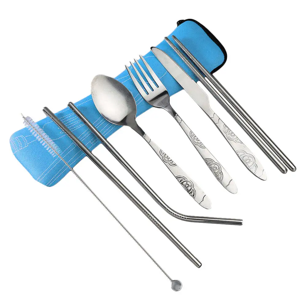 7 шт портативный набор столовых приборов из нержавеющей стали многоразовые