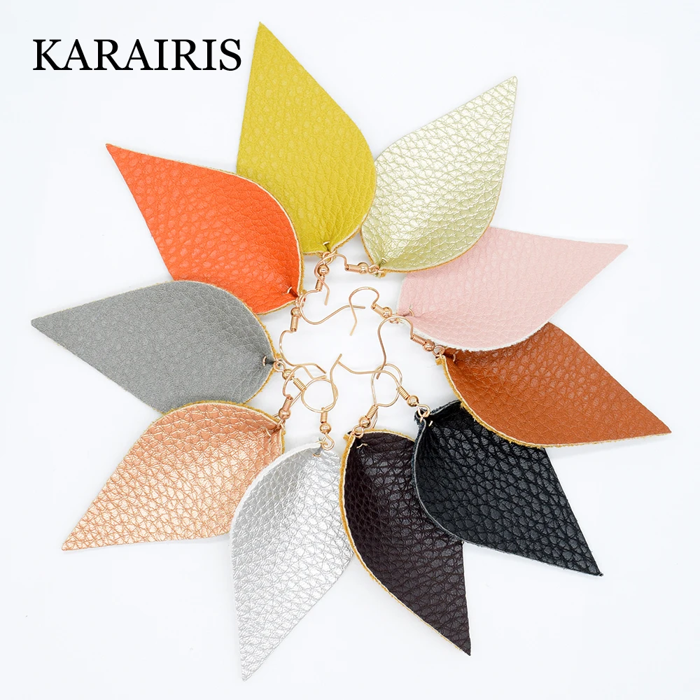 Женские серьги подвески KARAIRIS элегантные висячие из искусственной кожи в стиле