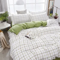 fashion bedding set white green double bed linens cover quilt duvet pillowcase queen size sheet flower classic grid for girl boy