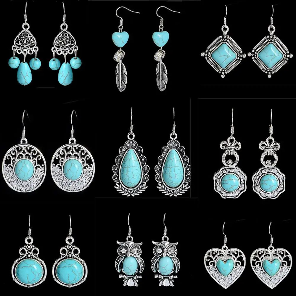 

M00-292 Moda Dangle Fashion Retro Pendant Mujer Pendientes Jewelry Ethnic Vintage Tibetan Silver Earrings Sales