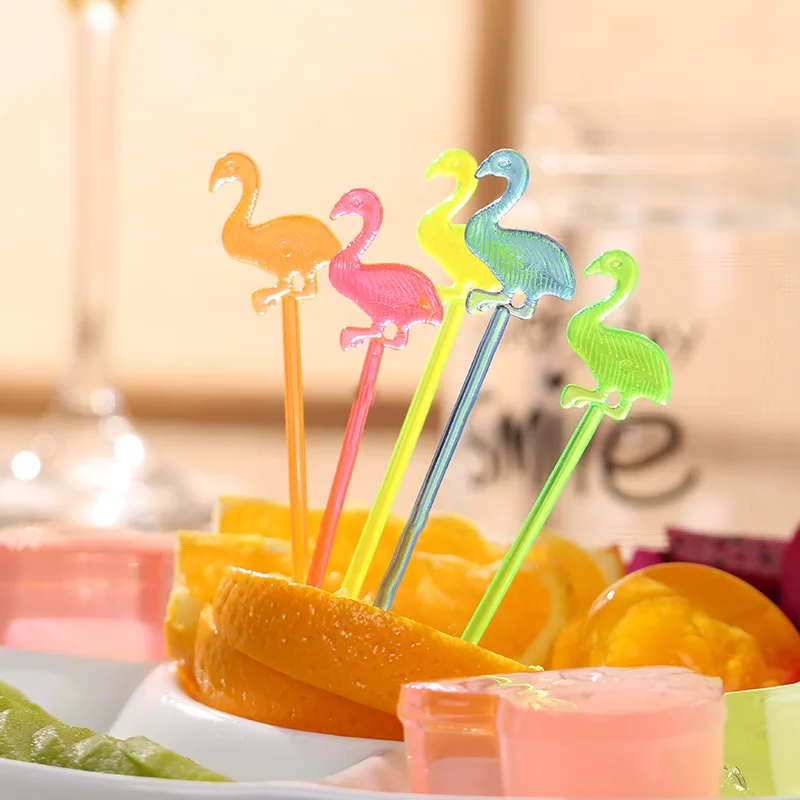 

50pcs Pink Flamingo Fruit Toothpick Tropic Party Summer Birthday Wedding Flamingo Gifts Aloha Hawaii Hawaiian Party Decor