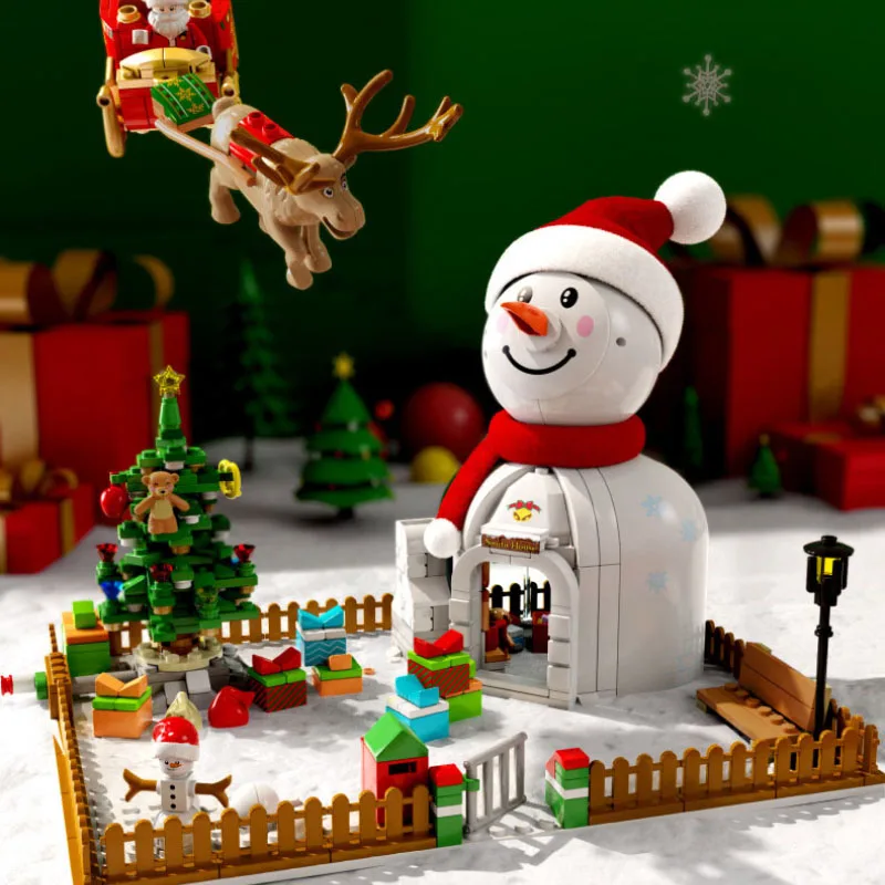 

Рождественские подарки сани олень подарок Рождественская кабина собранные строительные блоки Совместимые Кирпичи игрушки для мальчиков и...