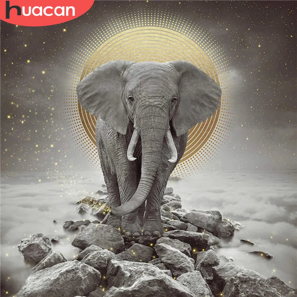 

HUACAN 5D полная дрель квадратная Алмазная картина слон вышивка крестиком продажа Алмазная вышивка животное мозаика Луна ручной работы подаро...