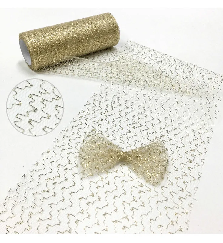 15 см X 10 ярдов к требованиям заказчика Сверкающие Золотые и Серебряные линии