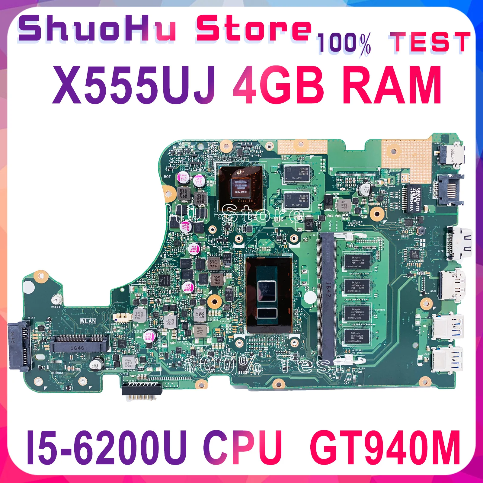KEFU X555UJ для ASUS X555U X555UB X555UF Материнская плата ноутбука I5 6200U 4 gb Оперативная память