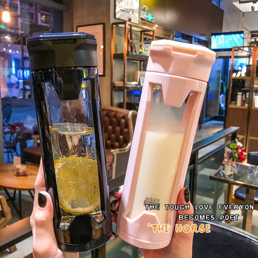 Портативная стеклянная бутылка для воды двухслойная чашка простая Спортивная