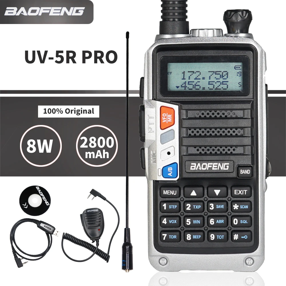 8 Вт высокой мощности Мощность BaoFeng UV 5R Pro иди и болтай Walkie Talkie “иди UV5R