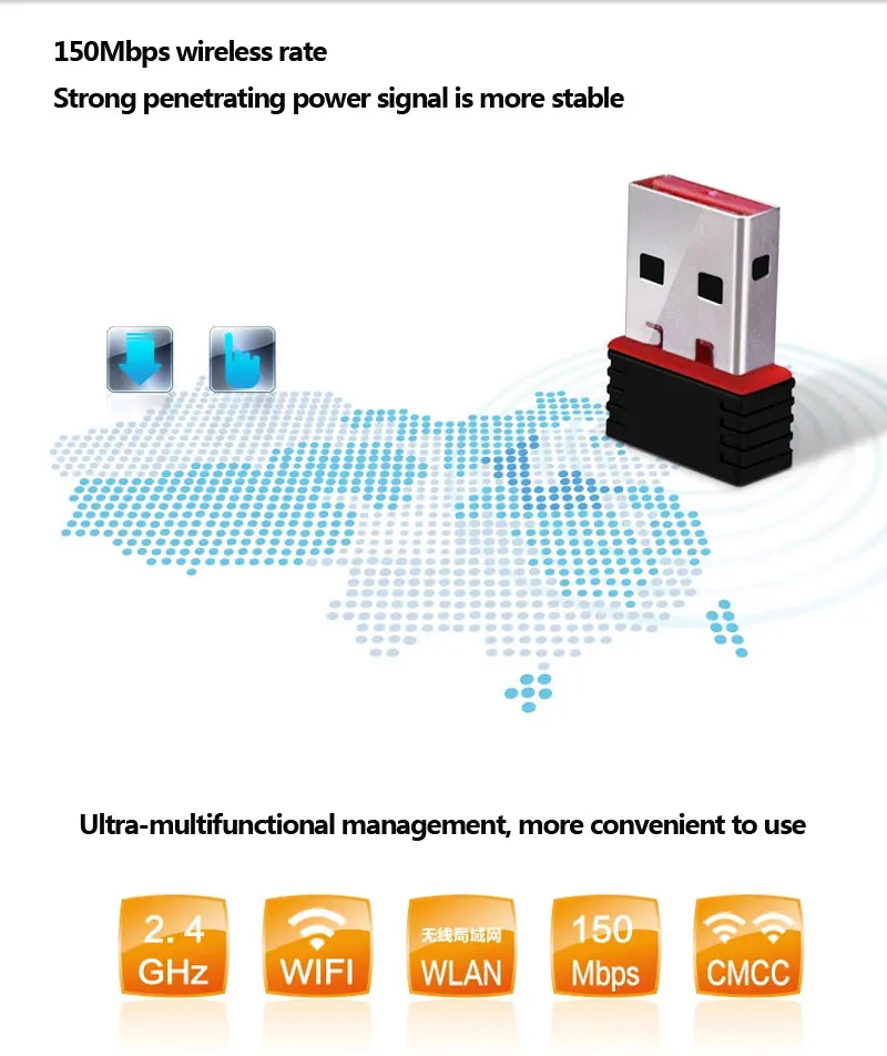 Беспроводная сетевая мини-карта TEROW 150M Wi-Fi адаптер 2 4G WLAN Rali7601 USB2.0 2dBi IEEE802.11n/b/g для