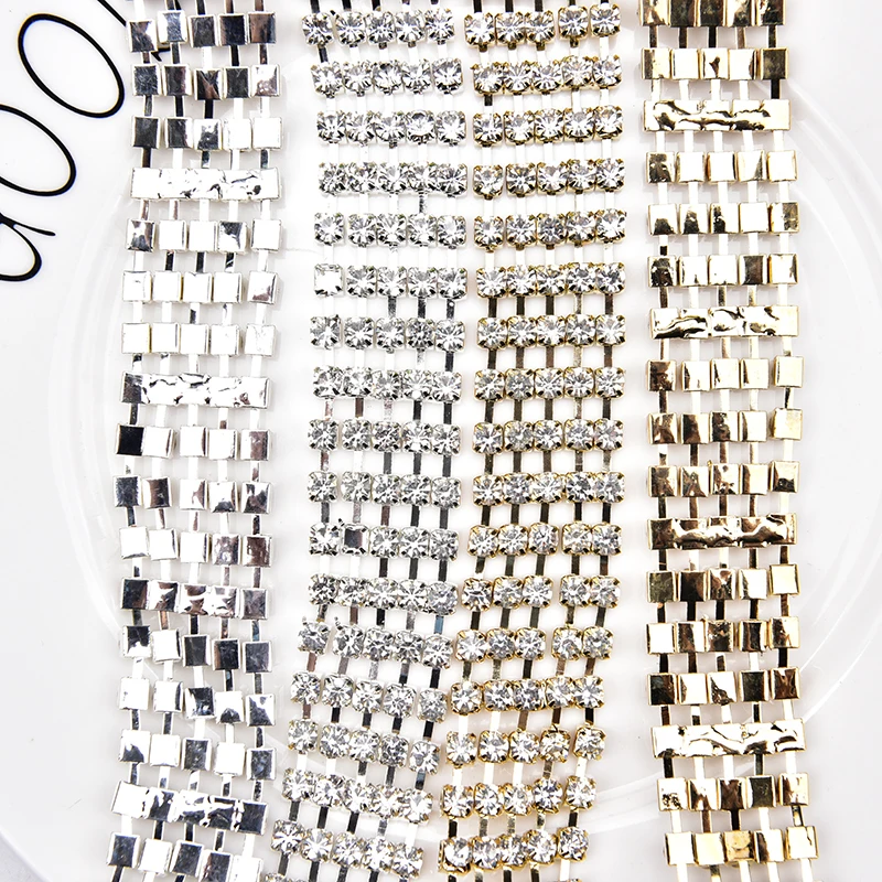 Блестящие кристаллы 1 ярд/2 ярда для одежды Свободные Стразы с плоским основанием